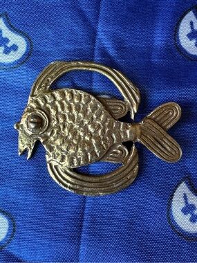 VTG Alva Studios Brass Tropical Fish Brooch Pin Museum Replica Gold Tone